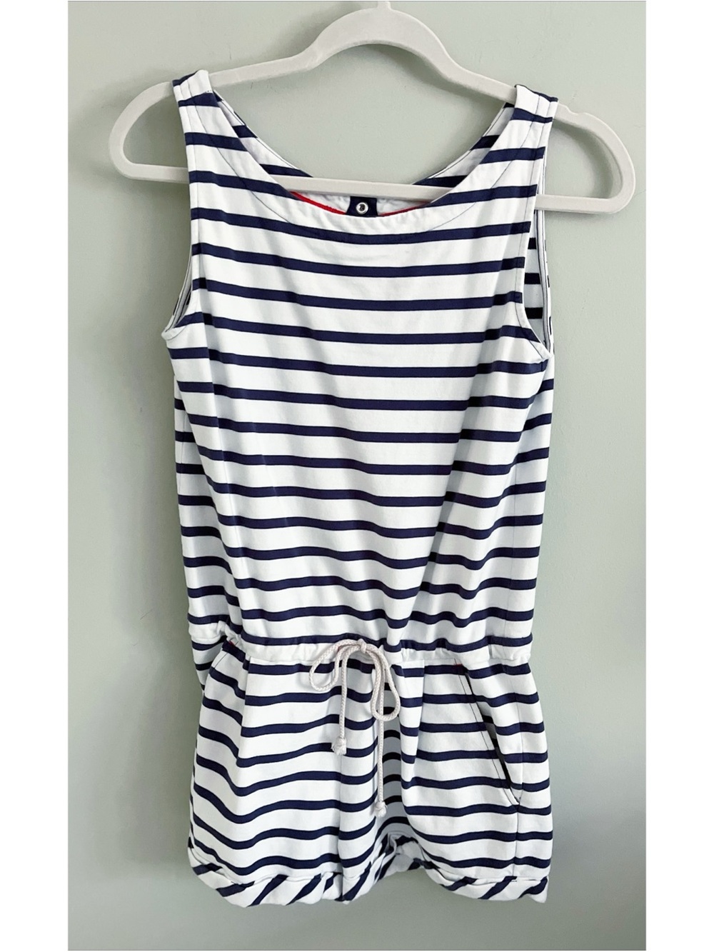 Loft blue and white striped sleeveless beach romper size small